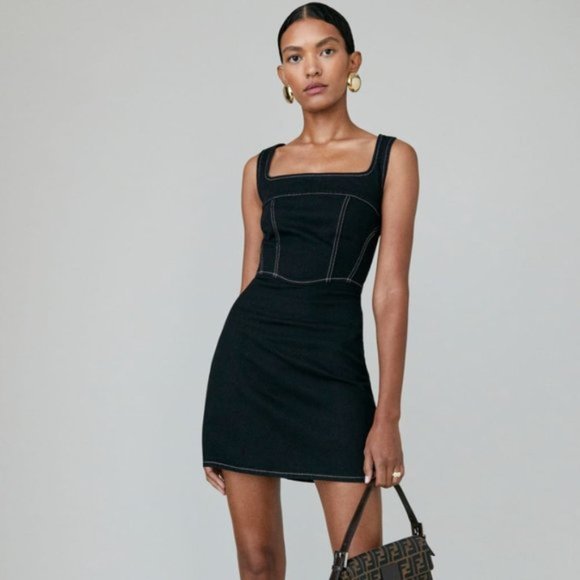 Reformation Dresses & Skirts - Reformation Davies Bustier black denim dress NWOT